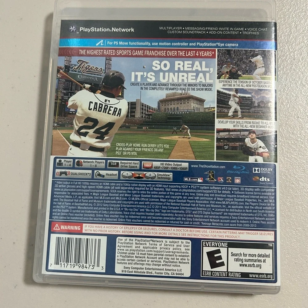 PS3 MLB The Show 13 Video Game PlayStation 3D Compatible